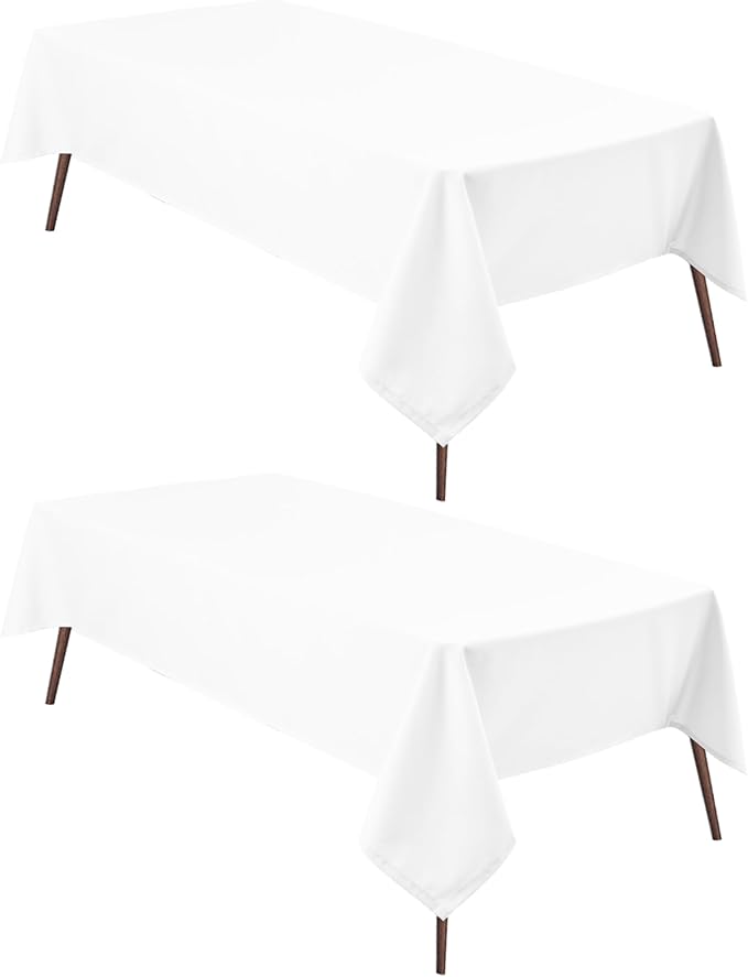 Hiasan 2 Pieces White Square Tablecloth - Waterproof and Spillproof Restaurant Washable Polyester Table Cloth for Dining Room, 30 x 30 Inch