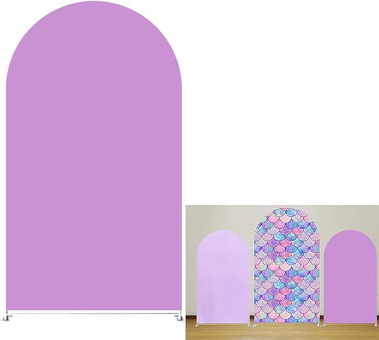 FiVan Under The Sea Mermaid Theme Arch Cover Backdrop Spandex Background for Girl Birthday Party Decoration (7.2×4ft,Purple)