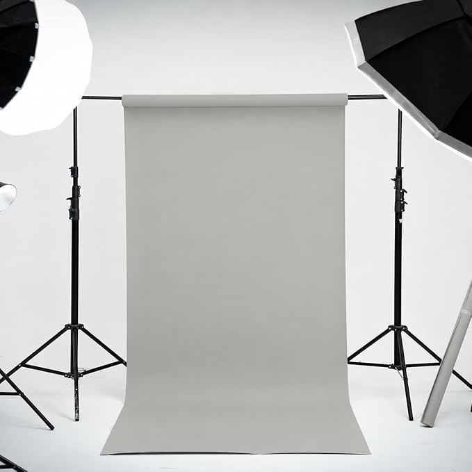 Kate Seamless Paper Backdrop for Photography Light Gray Photo Backdrop Paper (53''x32.8' Pursuit Grey)