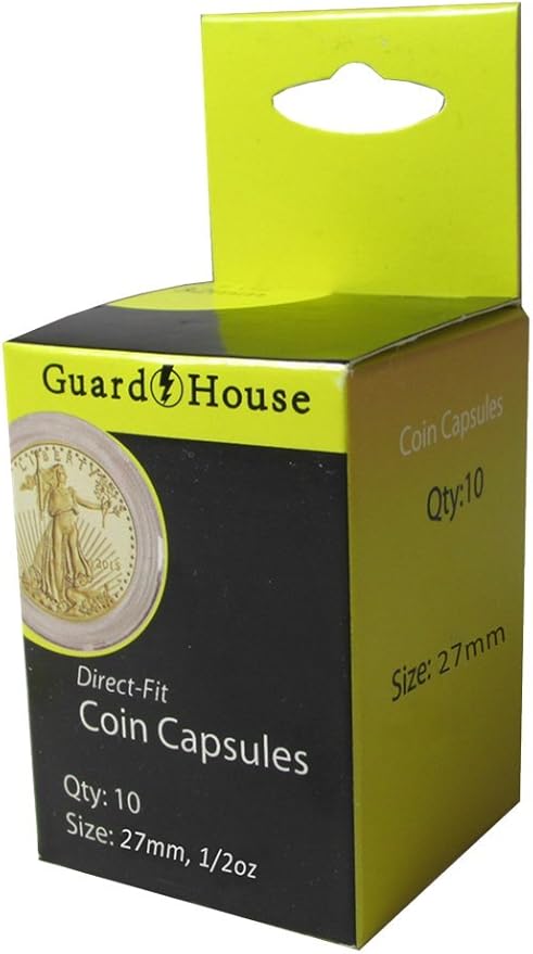 Guardhouse 27mm Direct Fit Coin Capsule for ½ Ounce American Gold or Platinum Eagle or Other Similar Sized Coins Pack of 10