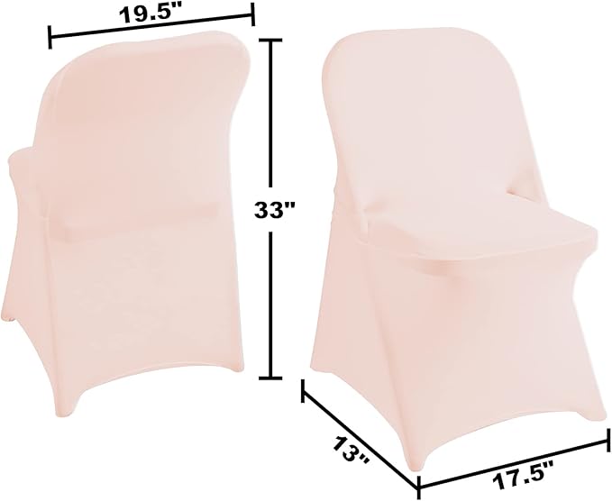 magalo 12 Pack Blush Pink Spandex Folding Waterproof Chair Cover, Stretch Chair Cover Protector for Wedding, Party, Dining Banquet and Other Special Events