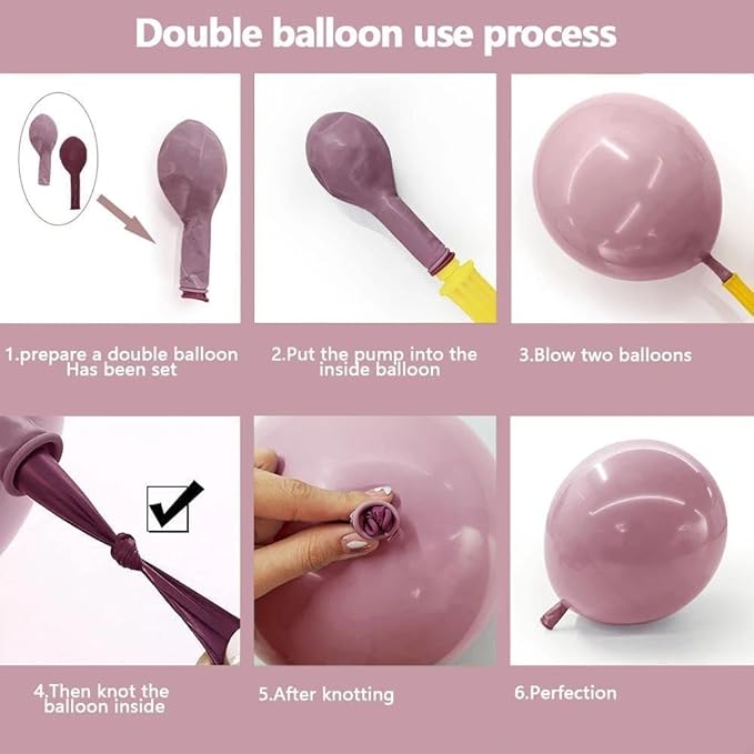 Dusty Purple Pink Balloon Arch Kit Double Stuffed Dark Purple Plum Pastel Pink Lavender Mauve Balloon Garland for Birthday Butterfly Baby Shower Anniversary Wedding Bridal Shower Party Decoration