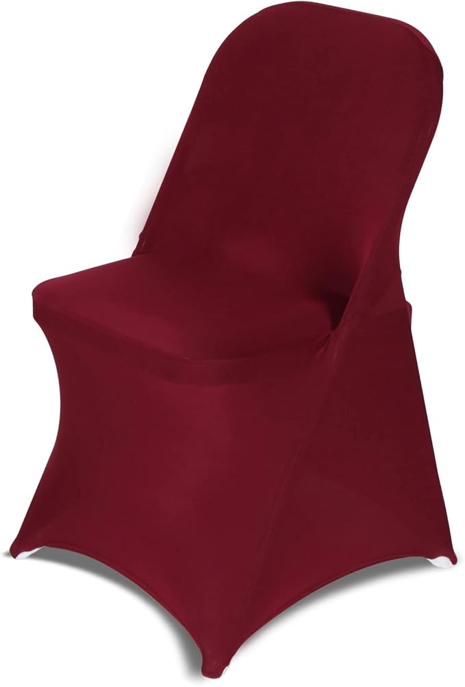 HAINARverS Folding Chair Covers for Wedding, 10pcs Stretch Spandex Washable Fabric Chair Cover, Decoration Chair Cover for Wedding, Party, Banquet, Birthday, Conference, Event(Burgundy, 10 PCS)