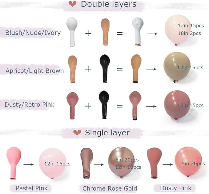 Dusty Pink Balloon Arch, Double Stuffed Blush Nude Brown Balloon Garland Kit Boho Pink Beige Rose Gold Balloons for Mom Neutral Birthday Baby Shower Wedding Bridal Shower Baby in Bloom Party Decor