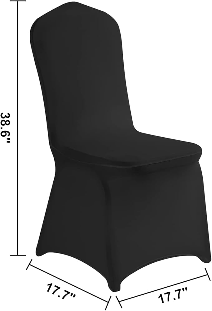 LZY 10pcs Spandex Chair Cover Stretch Slipcovers for Wedding Party, Dining Banquet Chair Decoration Covers (Black, 10)