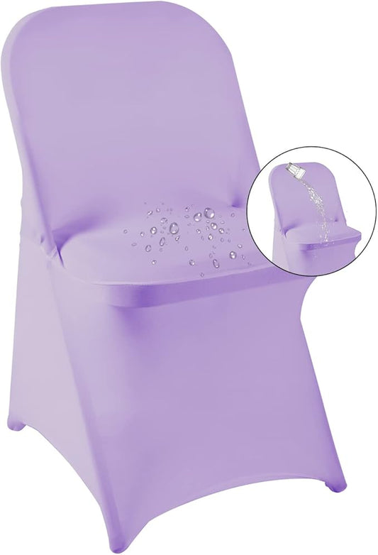 magalo 20 Pack Lavender Spandex Folding Waterproof Chair Cover, Stretch Chair Cover Protector for Wedding, Party, Dining Banquet and Other Special Events