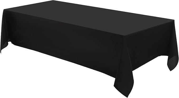 Rectangular Tablecloth 90x156 Inch - Black Table Cloths for 8ft Stain Resistant Decorative Washable Polyester Rectangle Tablecloths for 8 Foot Dining Table Banquets Buffet Parties and Wedding