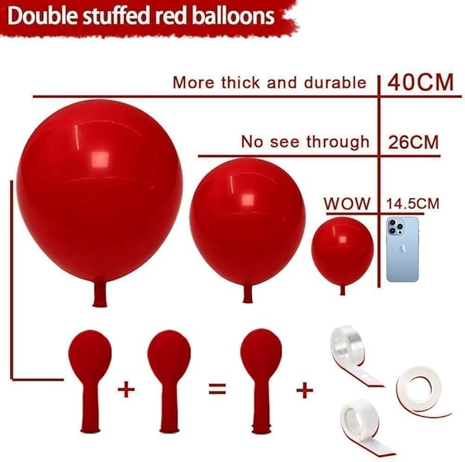 Captank Red Balloons Double Stuffed Dark Red Different Sizes Balloon Garland Arch Kit For Christmas Birthday Anniversary Wedding Proposal Bridal Shower Party Decoration