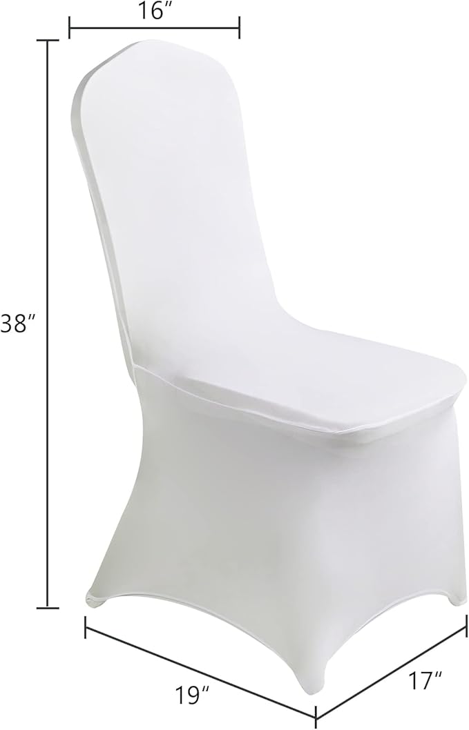 SuperO Waterproof Spandex Chair Cover 12PCS, Stretch Dining Chair Covers, Polyester Outdoor Chair Covers, Protector Stretch Chair Cover for Party Universal, Banquet, Wedding Event, Hotel(White)