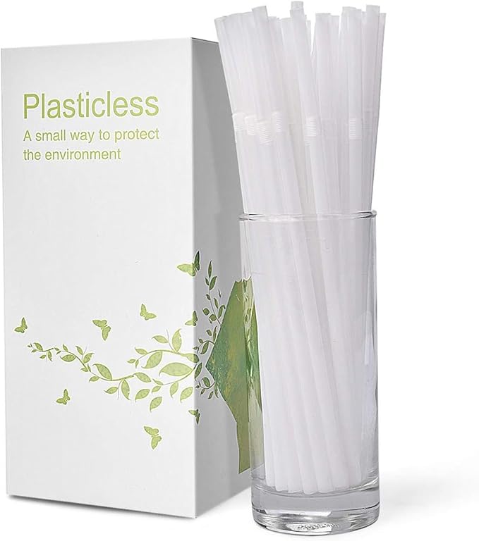 200 Count 100% Plant-Based Compostable 10.25 in Long PLA Straws-Plasticless Biodegradable Bendy Drinking Straws-A Fantastic Eco Friendly Alternative to Plastic Straw