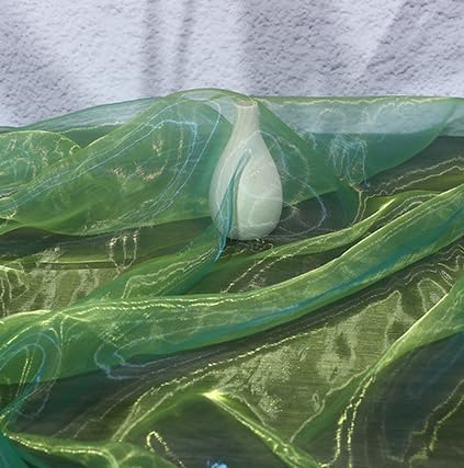YYCRAFT Two Tone Sheer Organza Fabric by The Yard for Curtain Weddings Decor 5 Yards, Green/Yellow