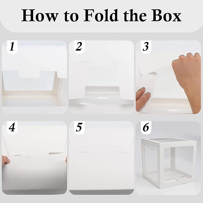 Voircoloria Baby Boxes with Letters for Baby Shower, Gender Reveal Decorations with 4 Transparent Balloon Boxes for Gender Reveal Baby Shower Decorations(White)