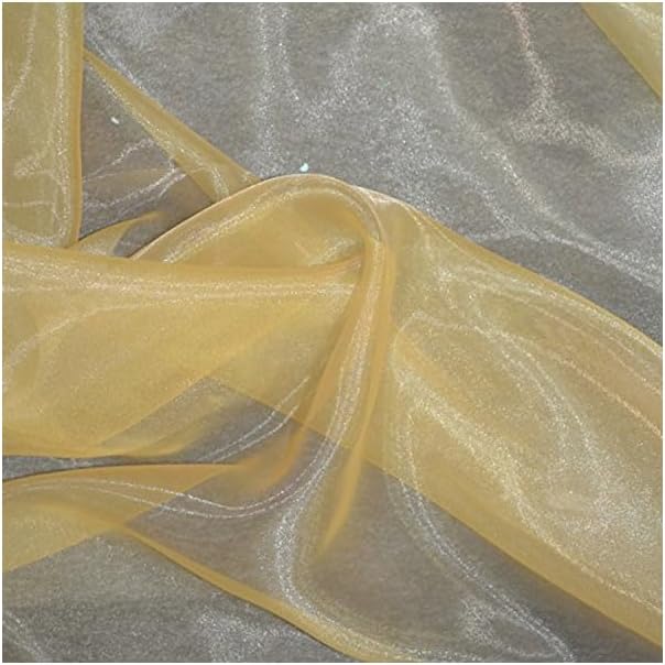 MDS Pack of 1 Yard Sheer Organza Fabric for Wedding Party Home Event Banquet Decorations, Backdrop Curtain Craft Dress Sewing Fashion DIY Crystal Organza Tulle Fabric Bolt 44” Wide - Gold