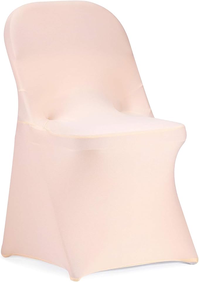 Peomeise Stretch Spandex Folding Chair Cover for Wedding Party Dining Banquet Event (Blush Pink,12pcs)