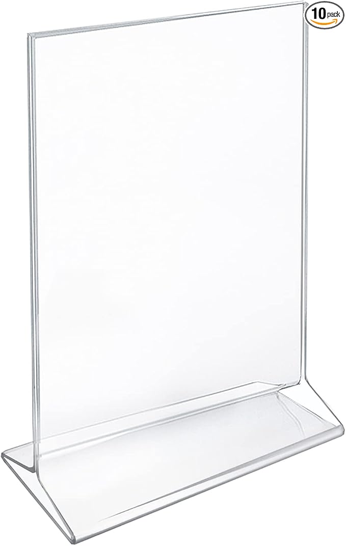 Azar Displays 142714 7-Inch Width by 11-Inch Height Top-Load Acrylic Sign Holder, 10-Pack