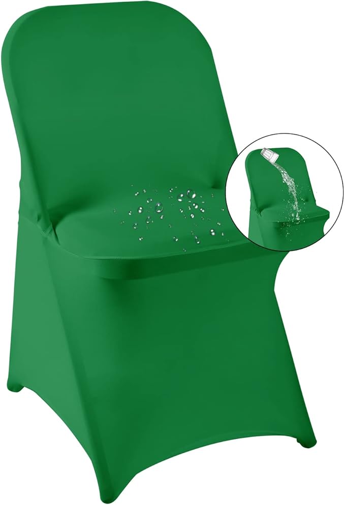 magalo 20 Pack Emerald Spandex Folding Waterproof Chair Cover, Stretch Chair Cover Protector for Wedding, Party, Dining Banquet and Other Special Events