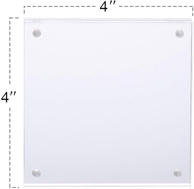 TWING 4x4 Acrylic Picture Frames 2 Pack, 20MM Thick Double Sided Magnetic Clear Photo Frame, HD Frameless Magnetic Photo Frame Display for Desktop Gift Ideal, Cleaning Cloth Included