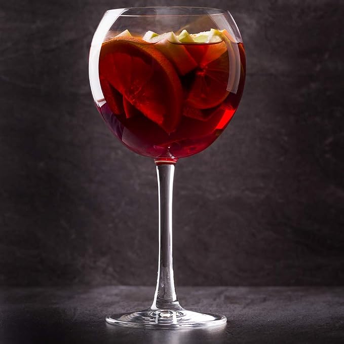 Restaurantware Voglia Nude 20 Ounce Gin Balloon Glasses Set Of 12 Crystal Red Wine Glasses - Laser-Cut Rim Dishwasher-Safe Fine-Blown Crystal Large Wine Glasses For White or Red Wines or Sangria