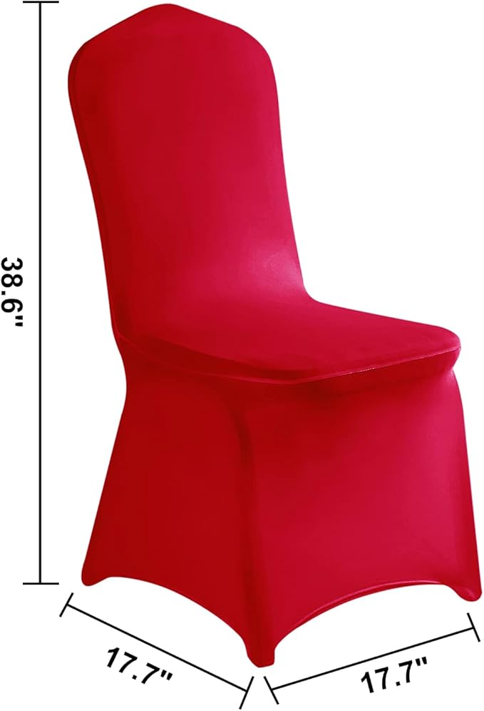 LZY 20pcs Spandex Chair Cover Stretch Slipcovers for Wedding Party, Dining Banquet Chair Decoration Covers (Red, 20)
