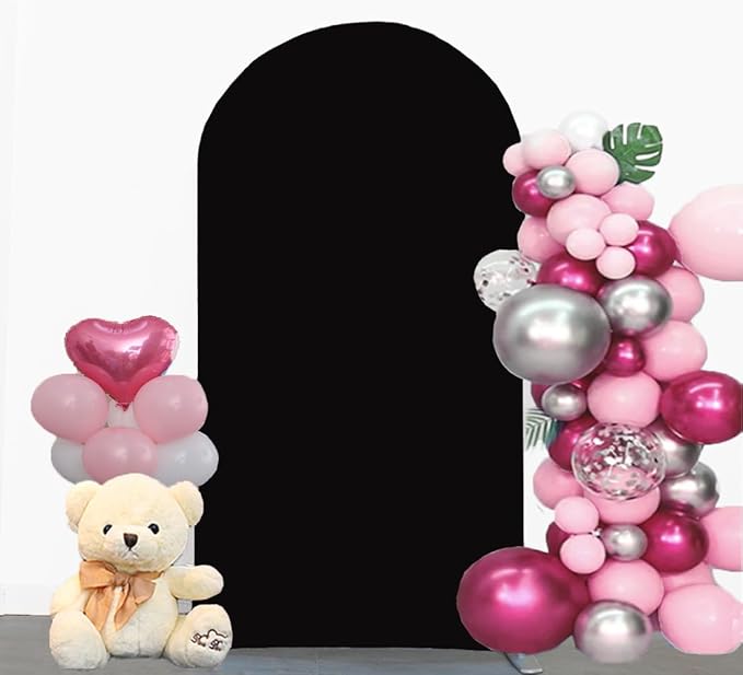 6.6 FT Black Spandex Arch Backdrop Cover for Wedding Party Celebration Decoration