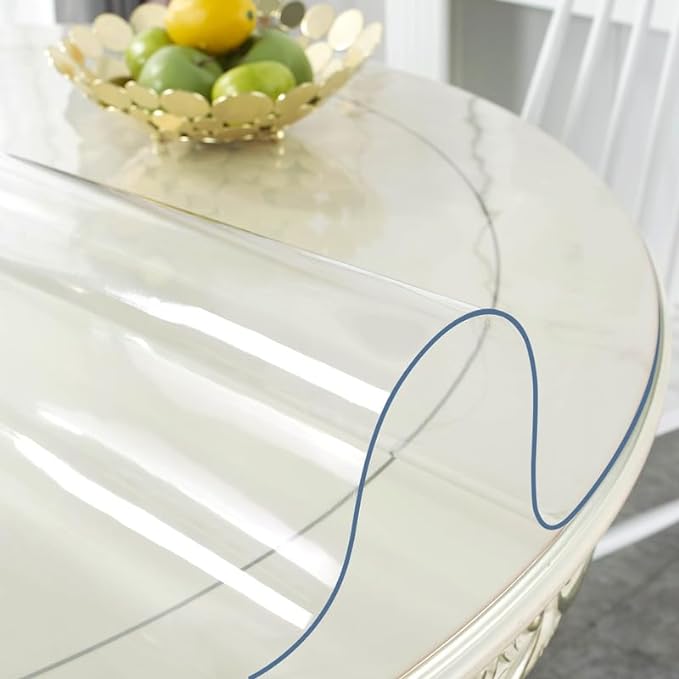 Deep Dream 2.0mm Thick 42 Inches Clear Round Table Protector, Round Table Cover, Tablecloth Protector, Table Protector for Dining Room Table & Office