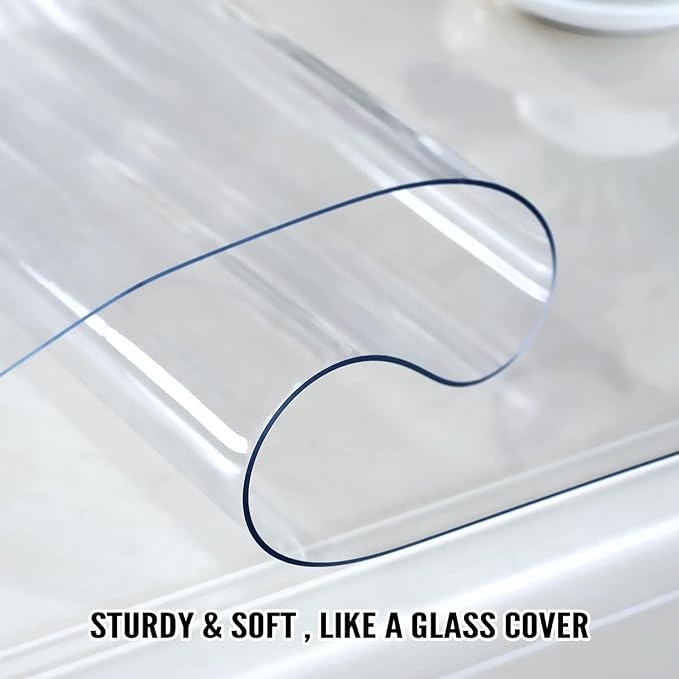 Royhom Clear Table Protector 39 x 63 Inch - 2mm Thick Plastic Table Cover, Clear Table Cover Protector Rectangle, Waterproof PVC Desk Mat for Coffee Table, Writing Desk, Dining Room, Dresser