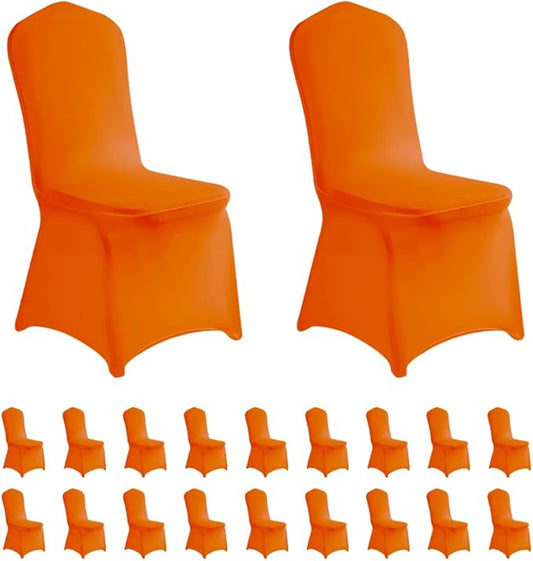 LZY 20pcs Spandex Chair Cover Stretch Slipcovers for Wedding Party, Dining Banquet Chair Decoration Covers (Orange, 20)