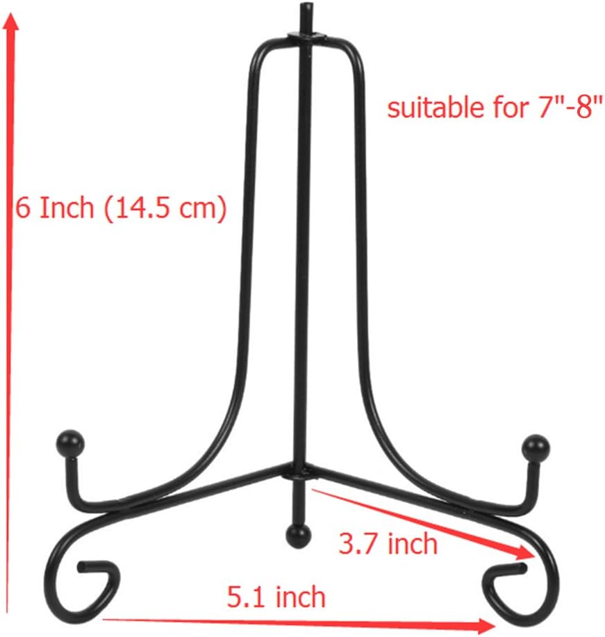 (2 pack)Iron Display Stand, Black Iron Easel Plate Display Photo Holder Stand, Displays Picture Frames, Cookbooks, Decorative Plates, Tablets and Art 6 Inch