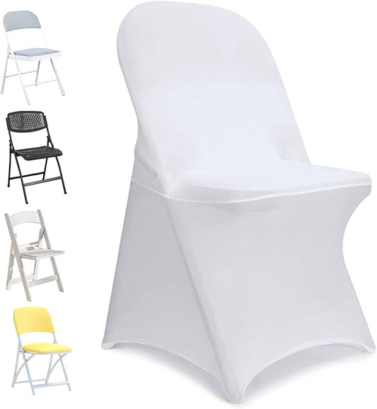 Stretch Spandex Folding Chair Covers 30 PCS, Machine Washable Durable White Chair Covers for Party, Wedding Event Dining Banquet Anti-Pilling Decorative Folding Chair Cover with Rip Resistance