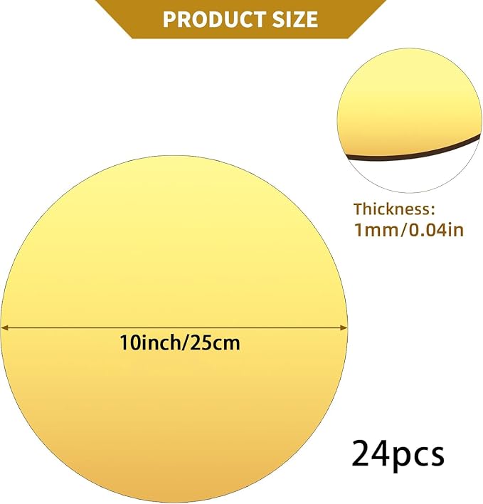 24PCS Gold Round Mirror Plates for Centerpieces, 10" Flat Circle Mirror Trays for Tables, Decorative Mirror Centerpieces for Wedding Party, Circle Mirror Candle Plates for Table Decor, Reception Event