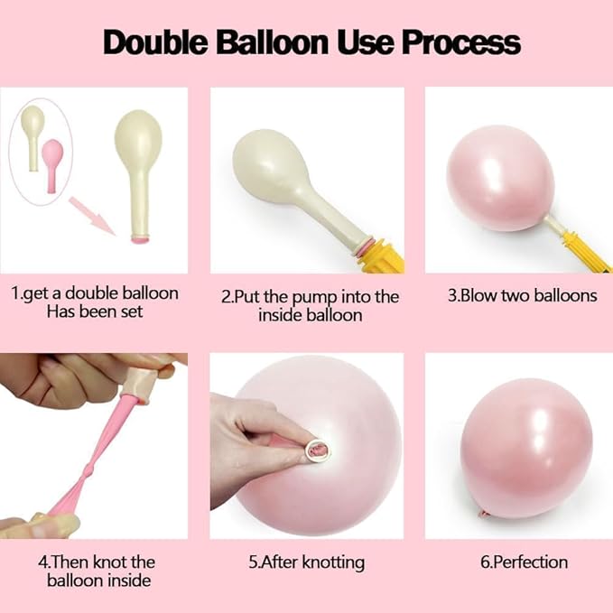 Pink Black Balloon Arch Kit - Double Stuffed Pastel Pearl Baby Pink Balloon Garland with Champagne Rose Gold Balloons for Birthday Bridal Baby Shower Wedding Graduation Party Decoration