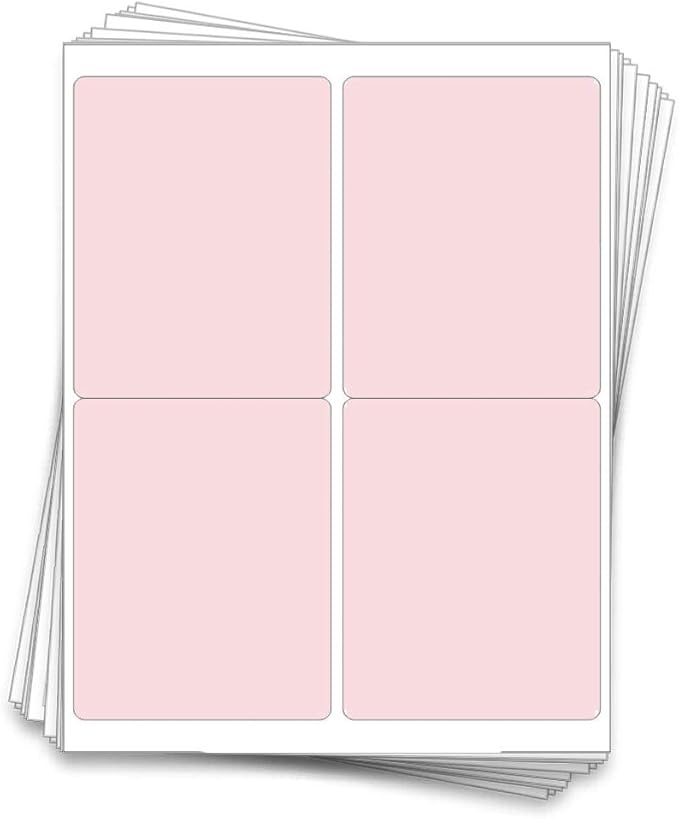40 Large Wine Bottle Kraft Printable Labels, 4x5 inches, fits Classic Bordeaux, Burgundy, and Champagne Bottles (Pastel Pink (Laser or Inkjet))