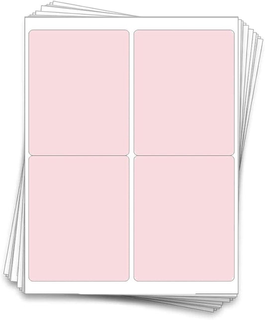 40 Large Wine Bottle Kraft Printable Labels, 4x5 inches, fits Classic Bordeaux, Burgundy, and Champagne Bottles (Pastel Pink (Laser or Inkjet))