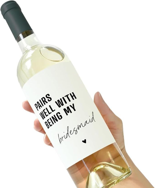 Bridesmaid Proposal Wine Labels, Maid of Honor Gift. Bridesmaid Gift Ideas, Set of 6