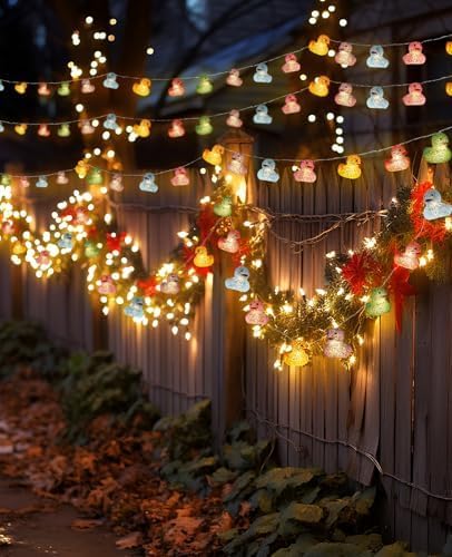 AceList 60 LED Glitter Rubber Ducks String Lights Funny Light with USB & Waterproof Battery Box, Christmas Ducks, Unique Gifts for Jeep Ducks Lovers, Colorful Party, Birthday, Christmas Decor