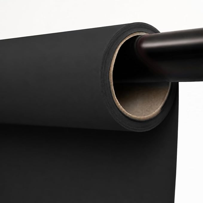 Kate Seamless Paper Backdrop Black Seamless Backdrop Paper Rolls (53''x16.4' Jet)