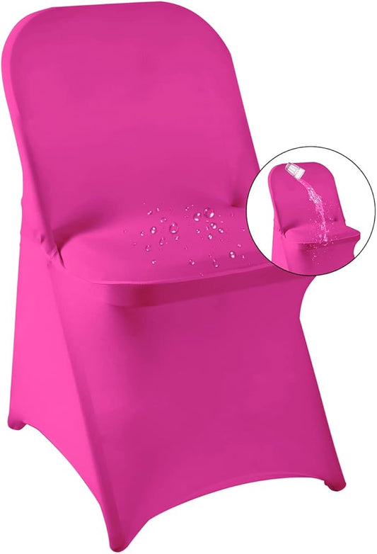 magalo 20 Pack Fuchsia Spandex Folding Waterproof Chair Cover, Stretch Chair Cover Protector for Wedding, Party, Dining Banquet and Other Special Events