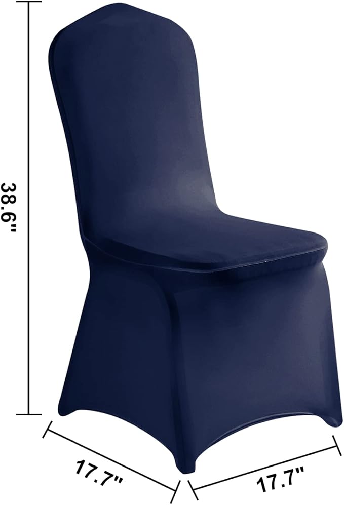 LZY 10pcs Spandex Chair Cover Stretch Slipcovers for Wedding Party, Dining Banquet Chair Decoration Covers (Navy, 10)