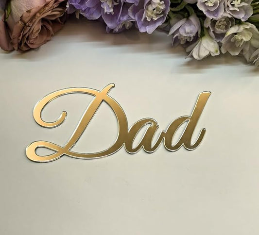 8pcs of Dad/Daddy Cake Toppers,Father's Day Cake Toppers,Mirror Acrylic Cupcake Topper for Happy Birthday Father's day Cake Party Decoration (6'', Silver Mirror)
