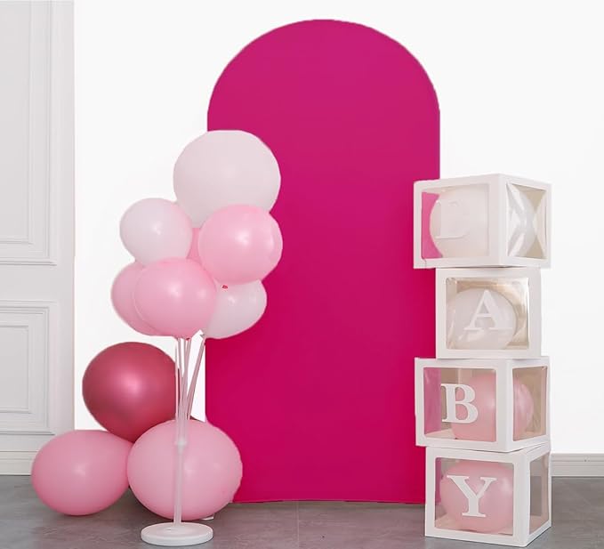 6FT Hot Pink Wedding Arch Cover, 6FT Arch Backdrop Cover, Hot Pink Backdrop Covers for Wedding Birthday Party Celebration Decoration