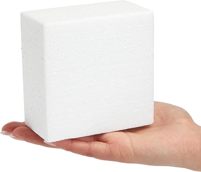 20 Pack Foam Blocks for Crafts, Polystyrene Brick Rectangles for Floral Arrangements, Art Supplies (White, 4 x 4 x 2 in)