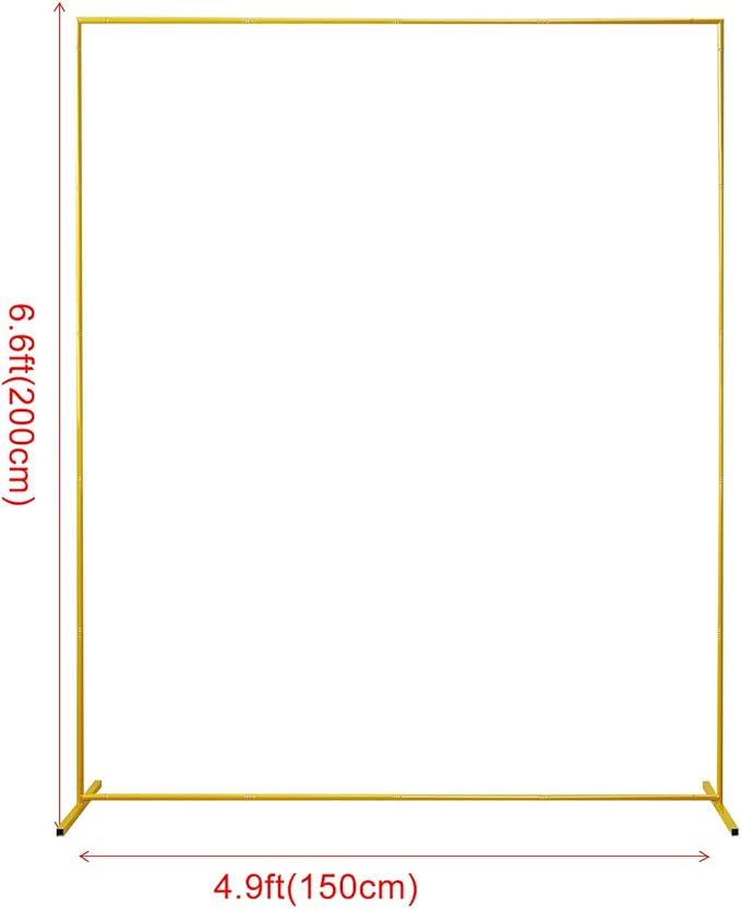 Gold Wedding Arch Backdrop Stand, 6.6FT*5FT Square Balloon and Flower Metal Aluminum Frame for Ceremony, Anniversary, Party, Baby Shower Photo Booth Decoration.