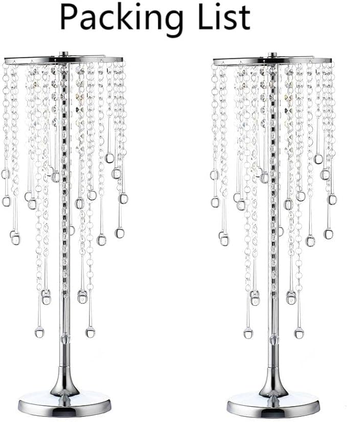 Bigsee 2 Pcs 21.65 inches Crystal Flower Stand Wedding Centerpieces for Tables, Tabletop Gold Metal Flower Arrangement Holder, Bulk Metal Vases for Reception Party Ceremony Decoration