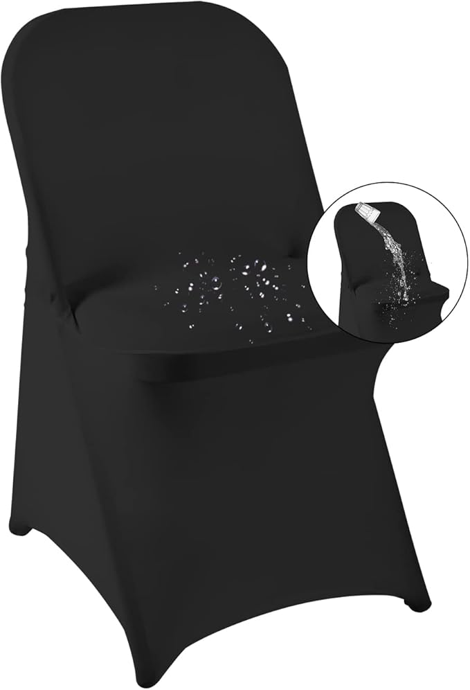 magalo 100 Pack Black Spandex Folding Waterproof Chair Cover, Stretch Chair Cover Protector for Wedding, Party, Dining Banquet and Other Special Events