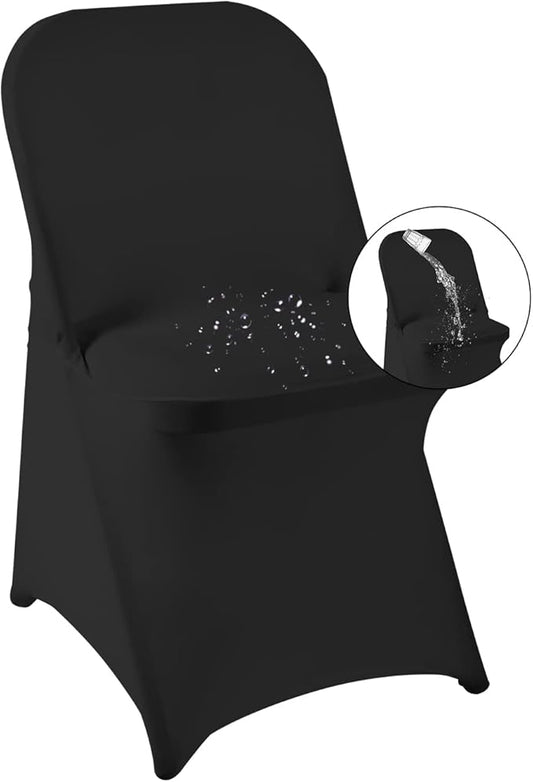 magalo 100 Pack Black Spandex Folding Waterproof Chair Cover, Stretch Chair Cover Protector for Wedding, Party, Dining Banquet and Other Special Events