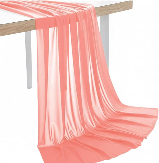 MDS Pack of 70 Yard Chiffon Fabric, Sheer Soft Draping Fabric Bolt for Wedding Party Backdrop Arch Decoration, Apparel Bridal Dress Sewing DIY Crafts Solid Gauze Fabrics 44” Wide - Peach