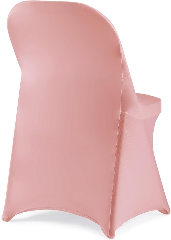 Howhic Folding Chair Covers for Party - 12pcs, Dusty Pink Universal Spandex Fitted Chair Covers for Wedding, Banquet, Conference