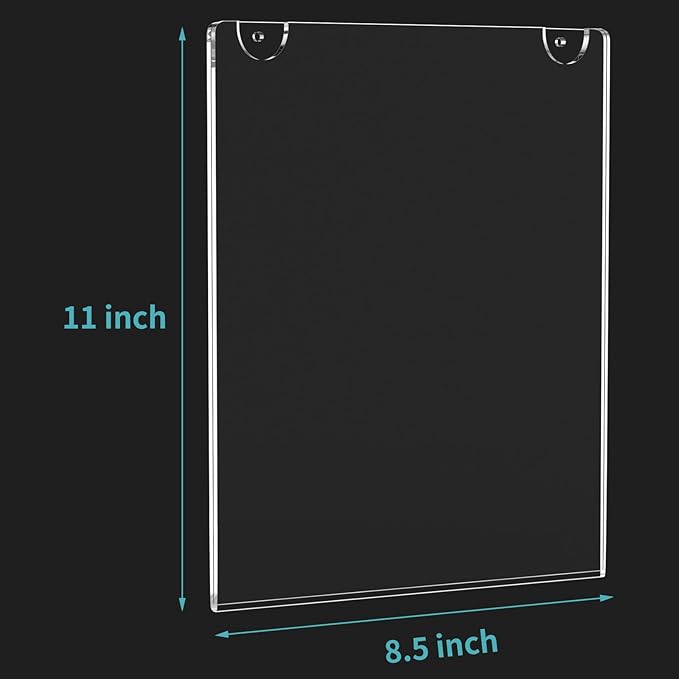 HIIMIEI 12 Pack Acrylic Wall Sign Holder 8.5x11 Vertical, Clear Plastic Picture Frames for Paper with Free 3M Tape and Screws, Door Sign Holder Perfect for Home, Office, Store, Restaurant