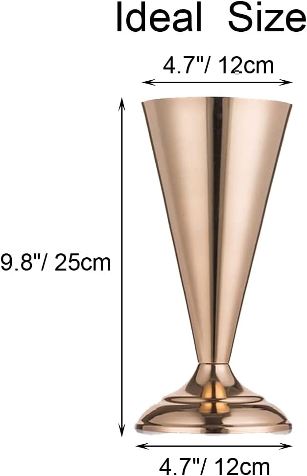 Gold Vase Centerpiece Table Decorations - 2 Pcs Metal Tabletop Flower Stand, Wedding Decorations for Reception, 9.8in Trumpet Tall Flower Vase for Birthday, Weddings, Anniversary Ceremony, Home Decor