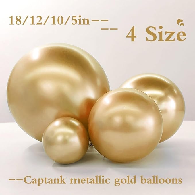 Gold Balloons Different Size 18 12 10 5in Chrome Metallic Gold Balloon Garland Arch Kit Glue Point Curlling Ribbon Strip Tying Tool For Birthday Baby Shower Wedding Graduation Party Decoration